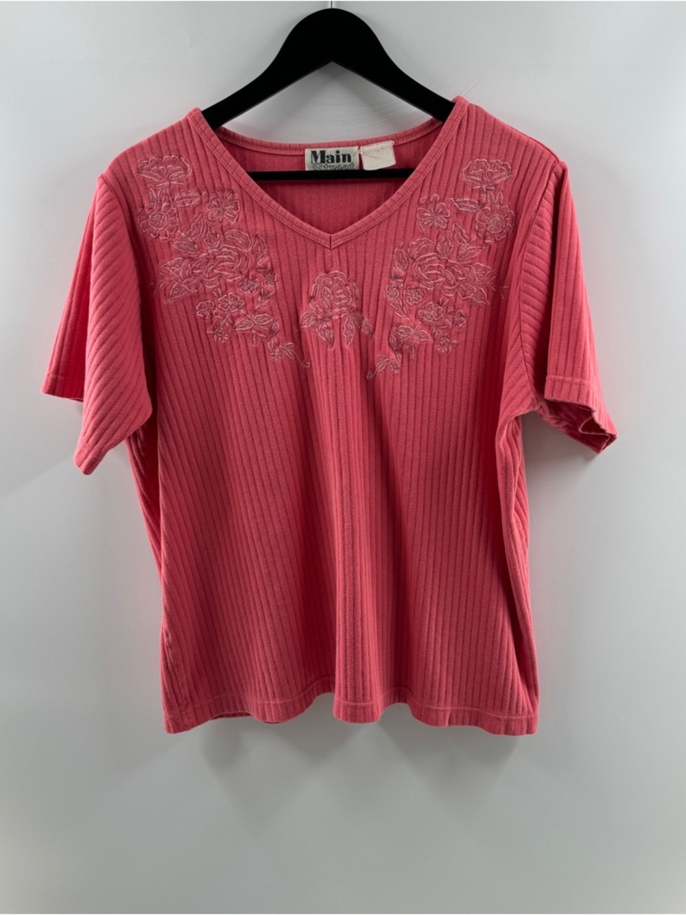 Main Street Y2K Pink Embroidered Top – Women’s XL